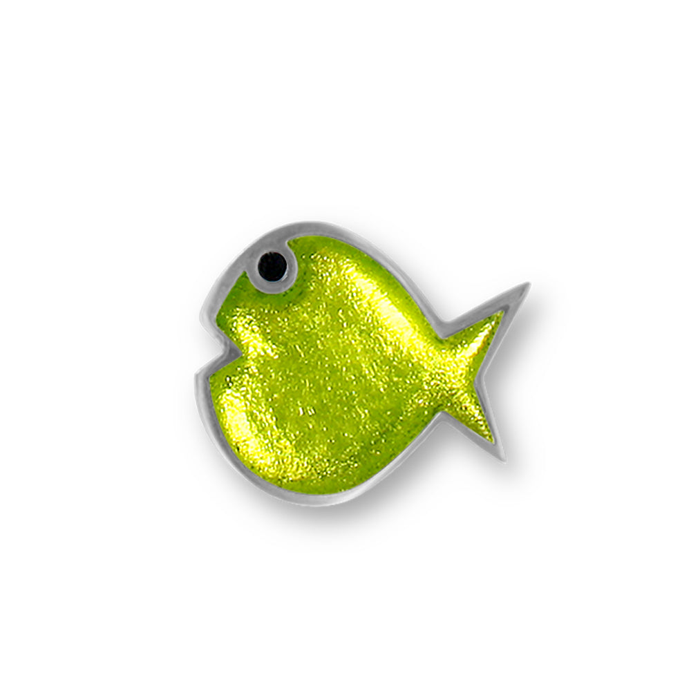 Lime Bubble Fish Brooch