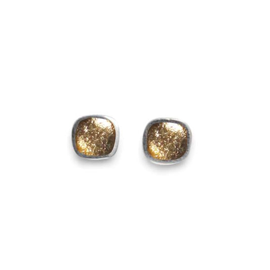 Gold Textured Stack Cushion Stud Earrings | The Jewellery Stop