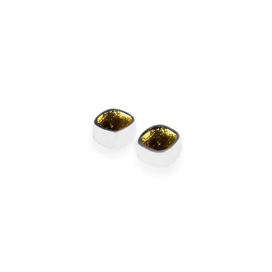 Gold Textured Stack Cushion Stud Earrings | The Jewellery Stop