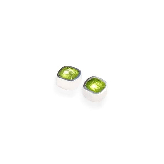 Lime Textured Stack Cushion Stud Earrings | The Jewellery Stop