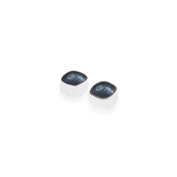Navy Textured Stack Cushion Stud Earrings | The Jewellery Stop