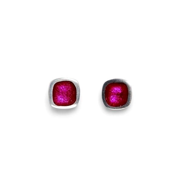 Pink Textured Stack Cushion Stud Earrings | The Jewellery Stop
