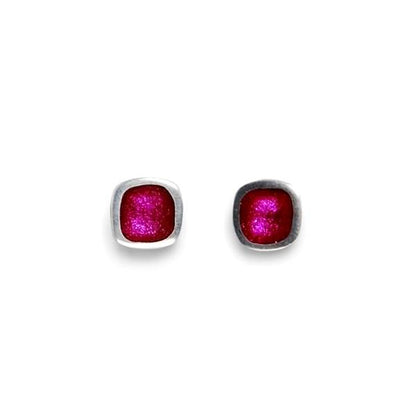 Pink Textured Stack Cushion Stud Earrings | The Jewellery Stop