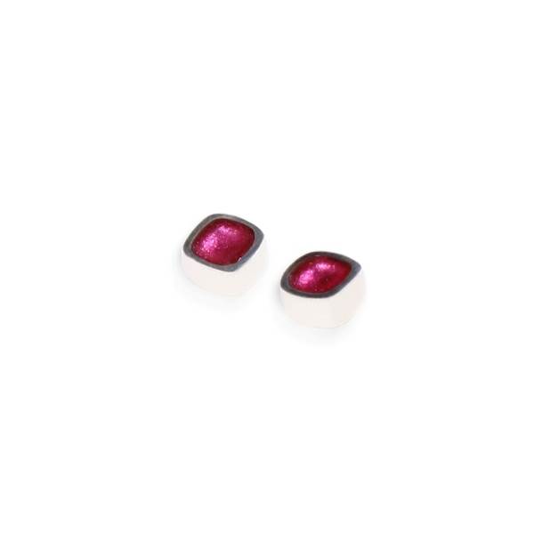 Pink Textured Stack Cushion Stud Earrings | The Jewellery Stop