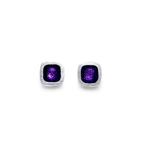 Purple Textured Stack Cushion Stud Earrings | The Jewellery Stop