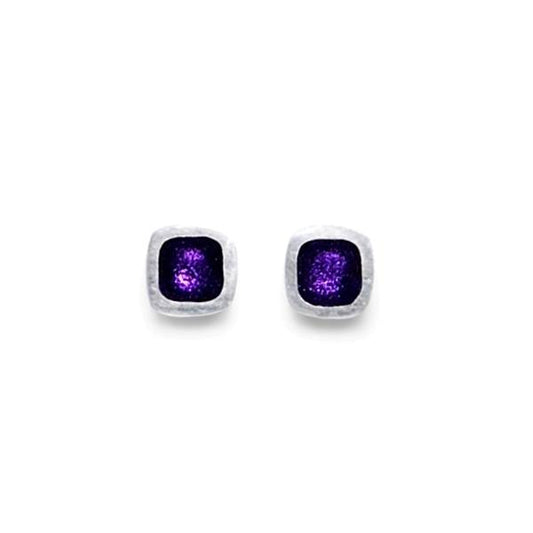 Purple Textured Stack Cushion Stud Earrings | The Jewellery Stop