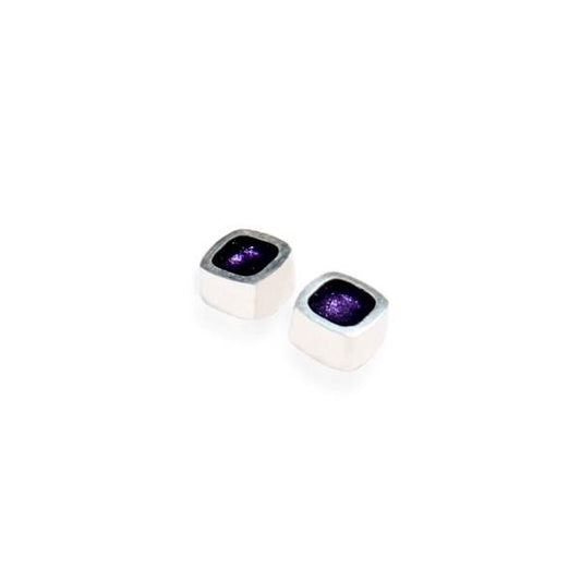 Purple Textured Stack Cushion Stud Earrings | The Jewellery Stop