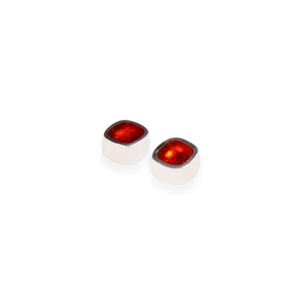 Tangerine Textured Stack Cushion Stud Earrings | The Jewellery Stop