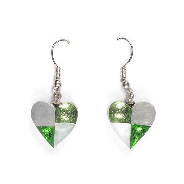 Pineapple Mosaic Heart Fish Hook Earrings | The Jewellery Stop