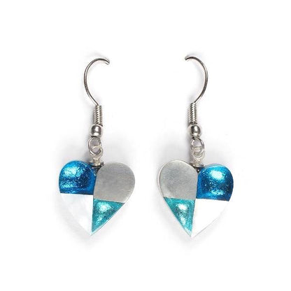 Turquoise Mosaic Heart Fish Hook Earrings | The Jewellery Stop