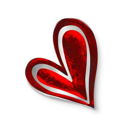 Red Linear Heart Brooch