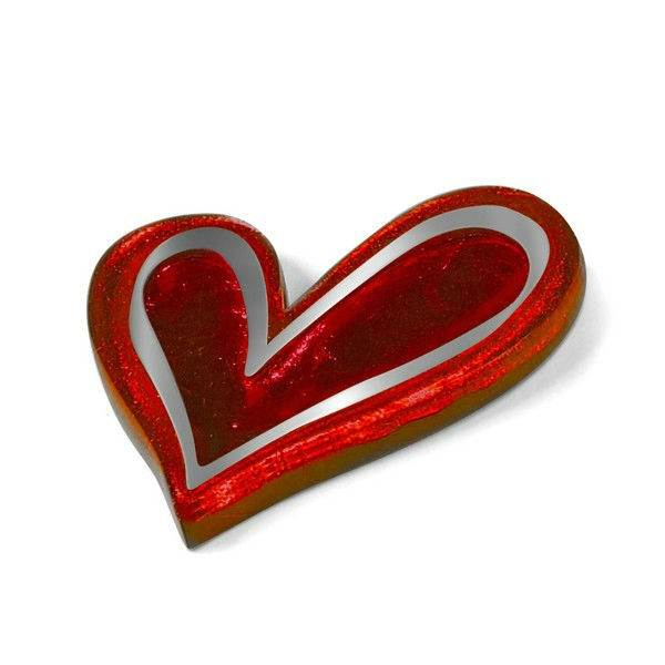 Red Linear Heart Brooch