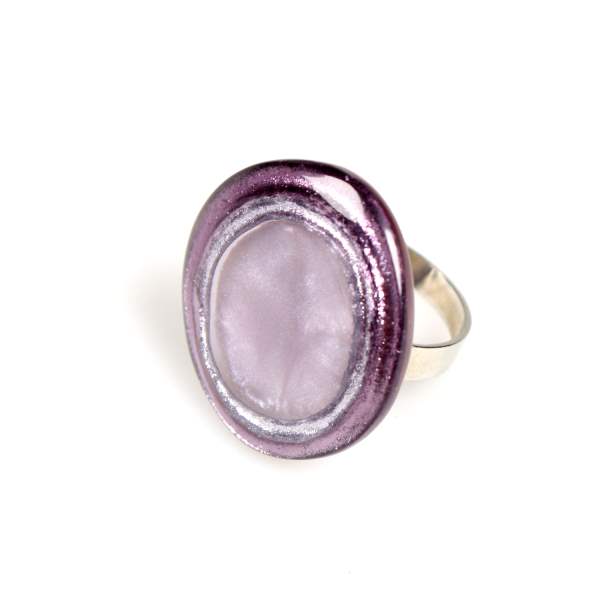 Purple Resin Pebble Round Ring | The Jewellery Stop