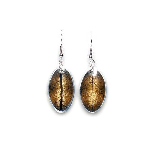 Chocolate Leaf on Coco Fish Hook Earrings | The Jewellery Stop