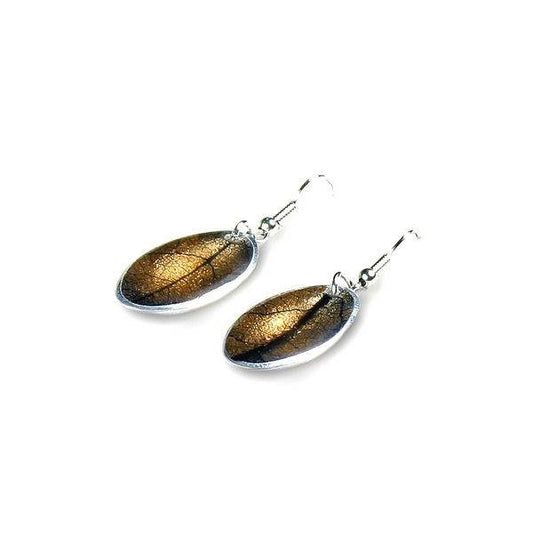 Chocolate Leaf on Coco Fish Hook Earrings | The Jewellery Stop