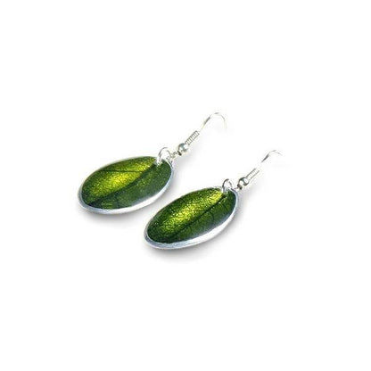 Olive Leaf on Coco Fish Hook Earrings | The Jewellery Stop