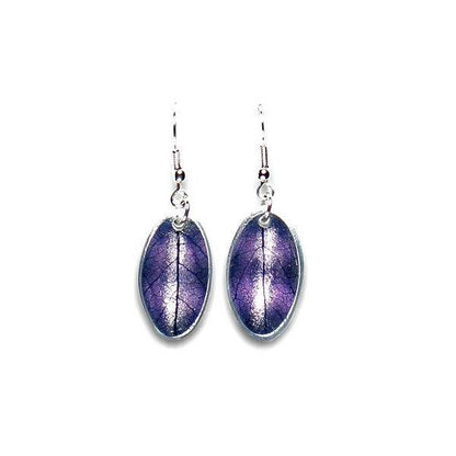 Purple Leaf on Coco Fish Hook Earrings | The Jewellery Stop