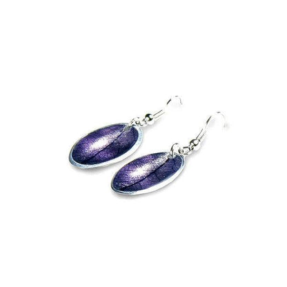 Purple Leaf on Coco Fish Hook Earrings | The Jewellery Stop