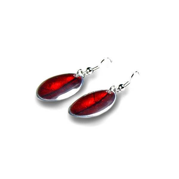 Red Leaf on Coco Fish Hook Earrings | The Jewellery Stop