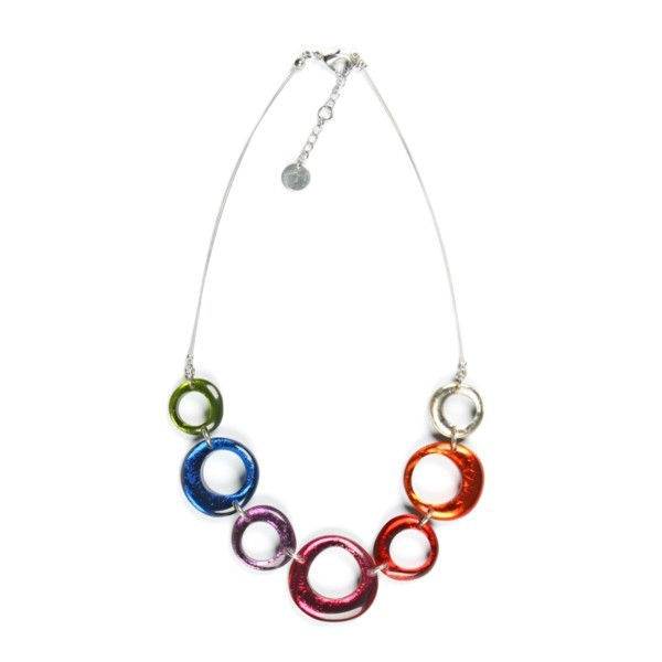 Rainbow Hollow Circles Necklace