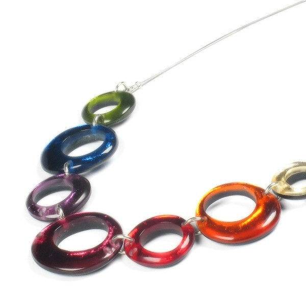 Rainbow Hollow Circles Necklace