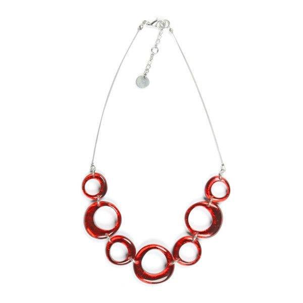 Red Hollow Circles Necklace