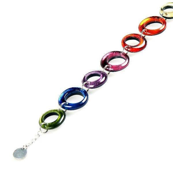 Rainbow Hollow Circles Bracelet | The Jewellery Stop