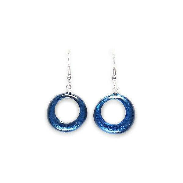 Navy Hollow Circles Fish Hook Earrings | The Jewellery Stop