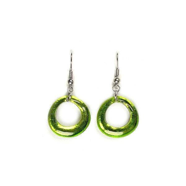 Peridot Hollow Circles Fish Hook Earrings | The Jewellery Stop