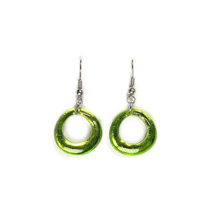 Peridot Hollow Circles Fish Hook Earrings | The Jewellery Stop