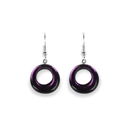 Purple Hollow Circles Fish Hook Earrings | The Jewellery Stop
