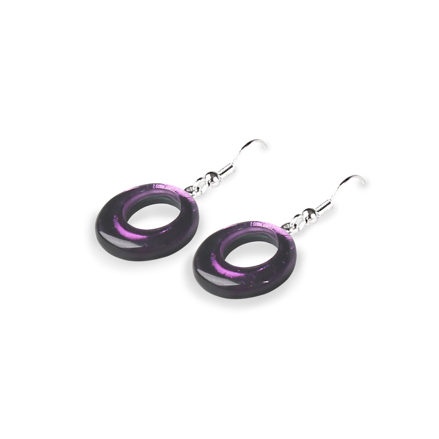 Purple Hollow Circles Fish Hook Earrings | The Jewellery Stop