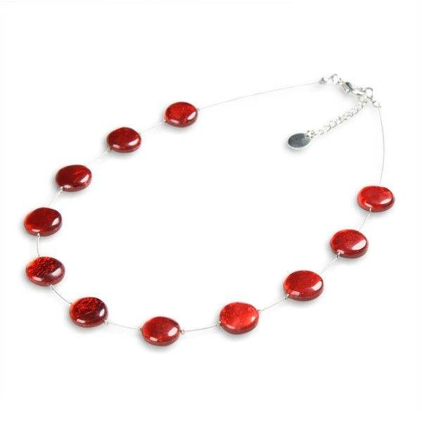 Red Buttons Necklace