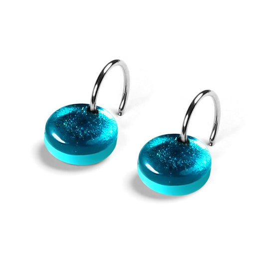 Teal Buttons Creole Earrings | The Jewellery Stop
