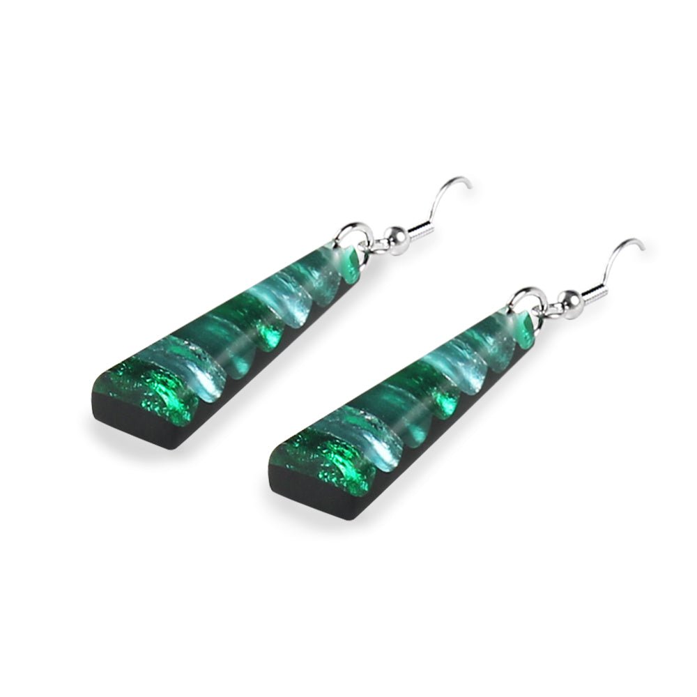 Emerald Triangle Stripes Fish Hook Earrings | The Jewellery Stop