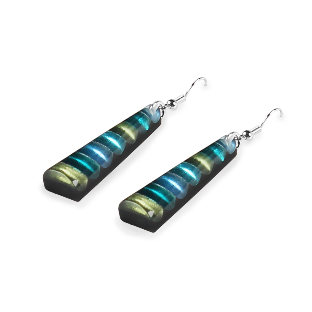 Jade Triangle Stripes Fish Hook Earrings