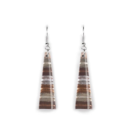 Mink Triangle Stripes Fish Hook Earrings | The Jewellery Stop