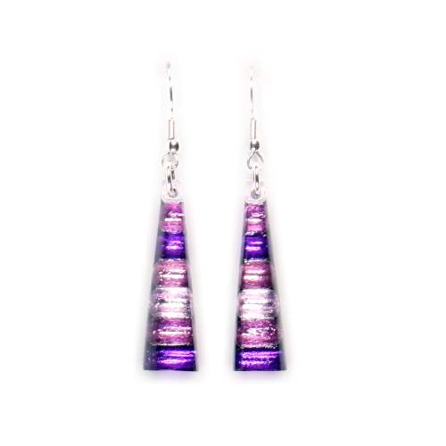 Mulberry Triangle Stripes Fish Hook Earrings | The Jewellery Stop