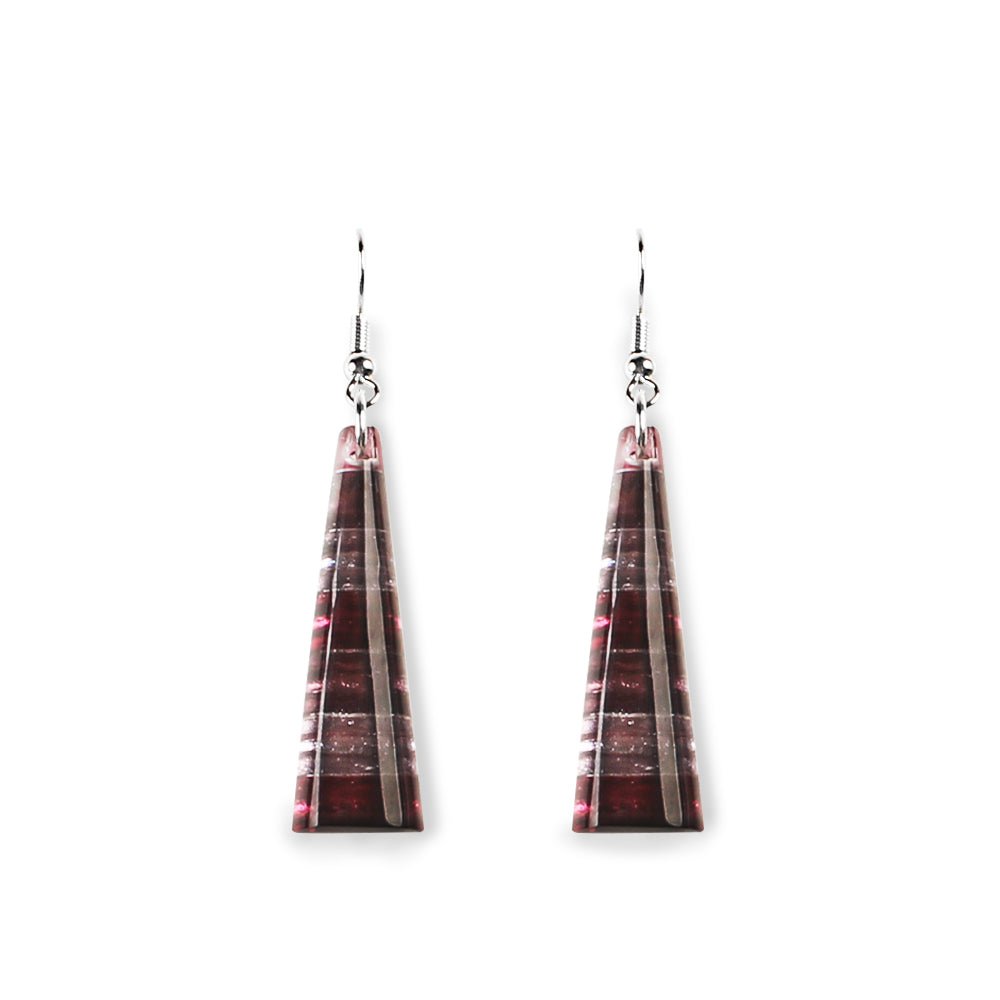 Plum Triangle Stripes Fish Hook Earrings | The Jewellery Stop
