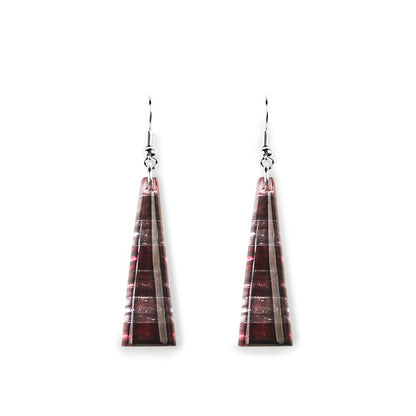 Plum Triangle Stripes Fish Hook Earrings | The Jewellery Stop