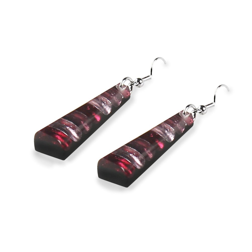 Plum Triangle Stripes Fish Hook Earrings | The Jewellery Stop