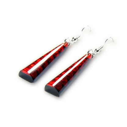 Red Triangle Stripes Fish Hook Earrings | The Jewellery Stop