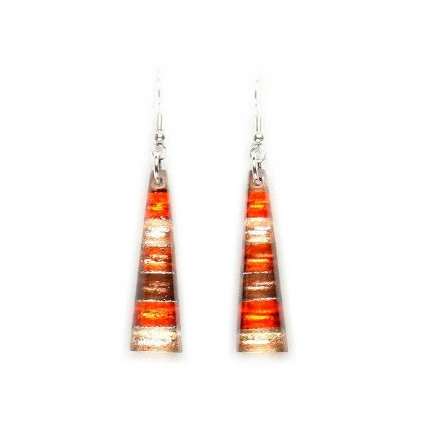 Toffee Triangle Stripes Fish Hook Earrings | The Jewellery Stop