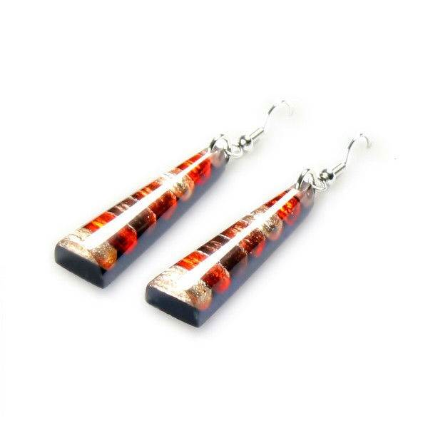 Toffee Triangle Stripes Fish Hook Earrings | The Jewellery Stop
