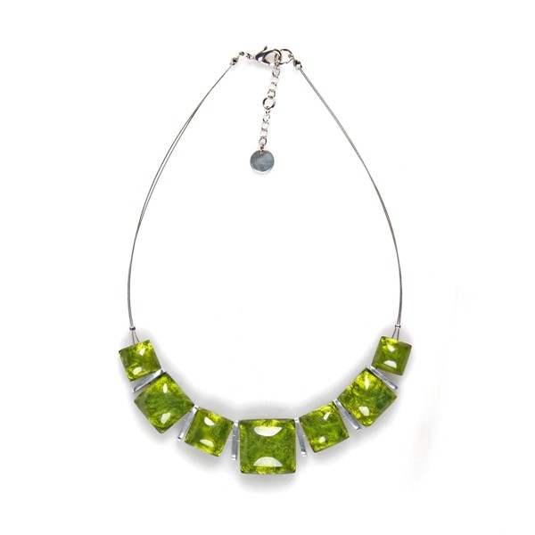 Green Antique Square Necklace