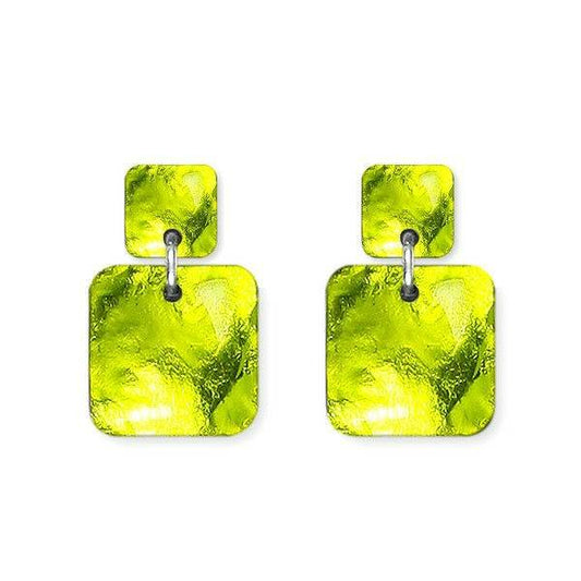 Lime Antique Square Dangle Stud Earrings | The Jewellery Stop