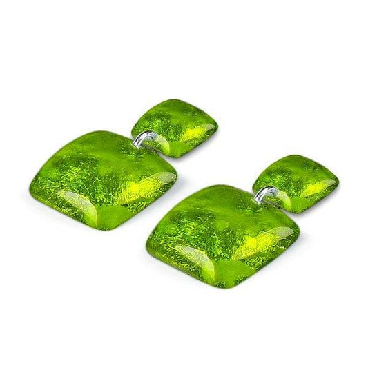 Lime Antique Square Dangle Stud Earrings | The Jewellery Stop