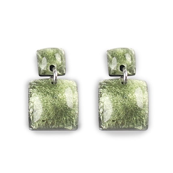 Moss Antique Square Dangle Stud Earrings | The Jewellery Stop