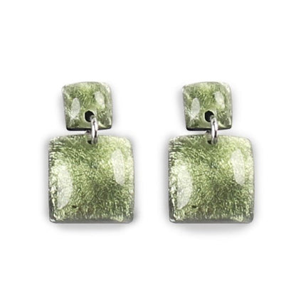 Moss Antique Square Dangle Stud Earrings | The Jewellery Stop