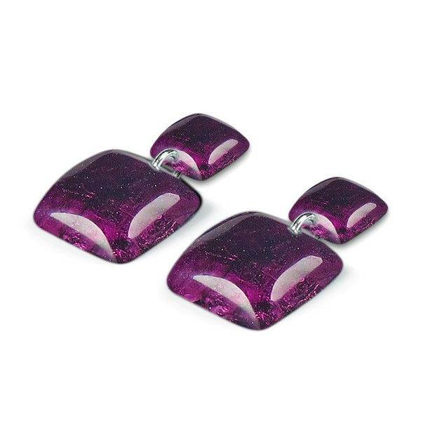 Purple Antique Square Dangle Stud Earrings